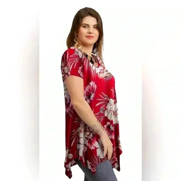 NWT, Larace, Tunic Asymmetrical Blouses, Medium, Red - Picture 4 of 9